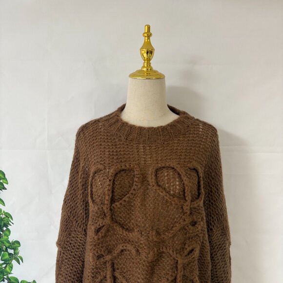 Loewe Women's Brown Knit Letter Puzzle Sweater - Picture 8 of 13